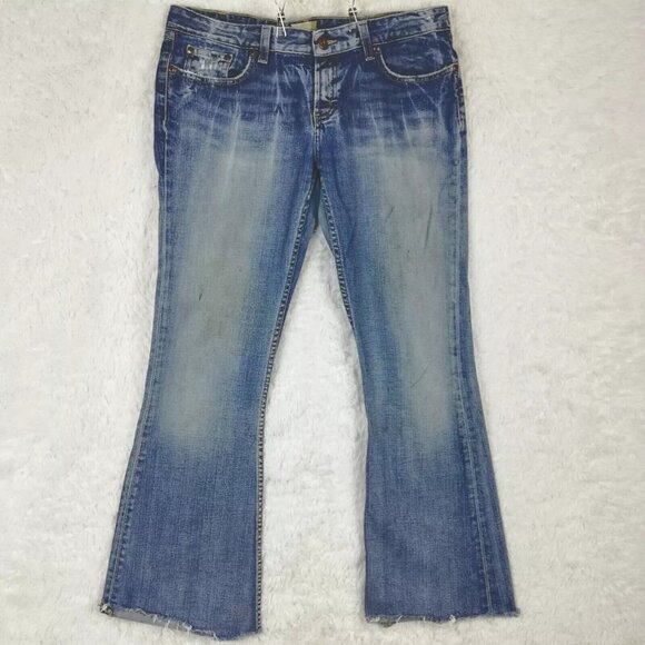 BKE Womens Jeans Star Stretch Flare Blue Denim Stone Wash Low Rise 32‎ - Picture 1 of 15